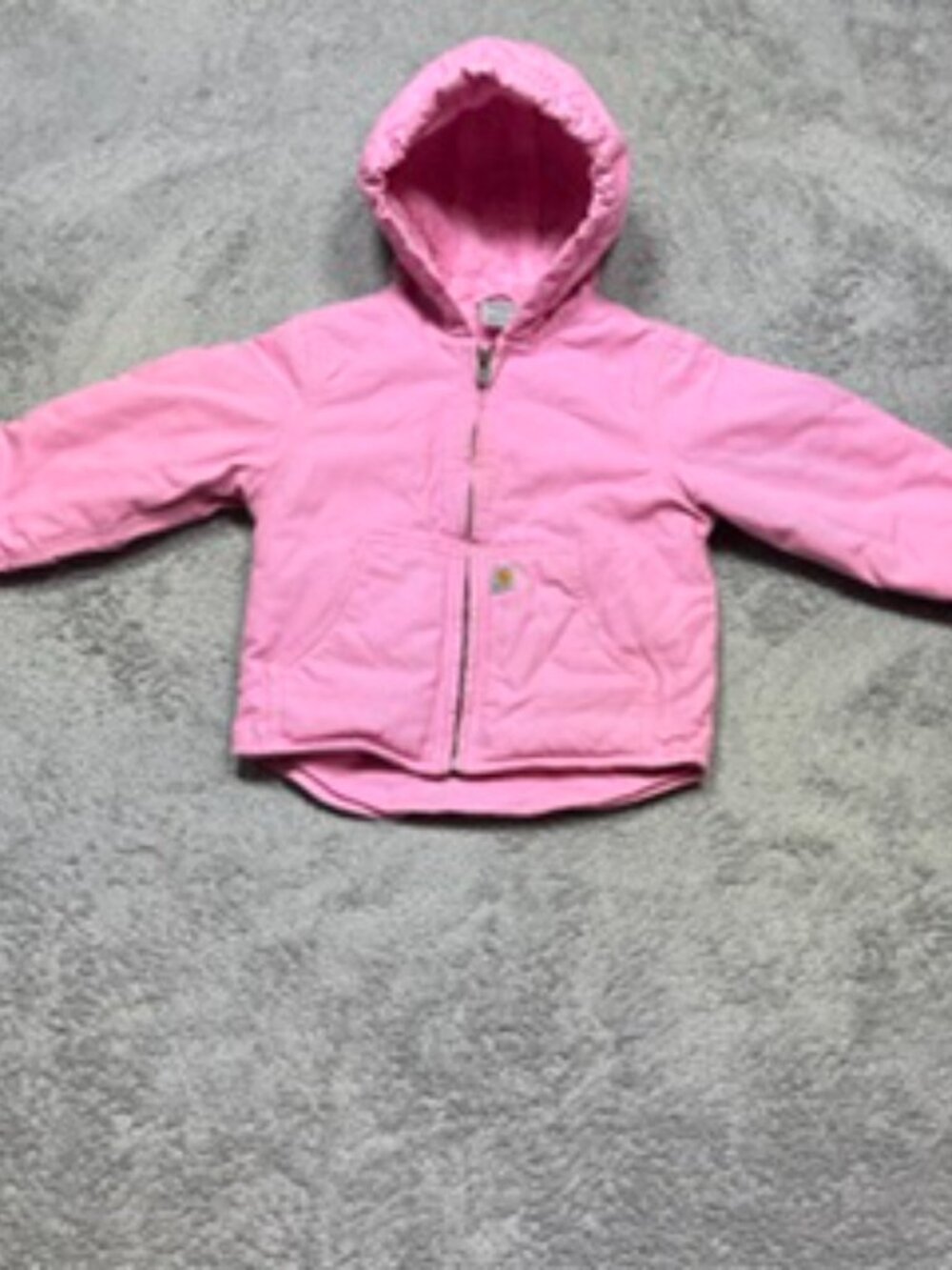 Carhartt Jacket Girls XXS 4/5 Pink Canvas Hooded Sherpa Lined Full Zip *SPOTS